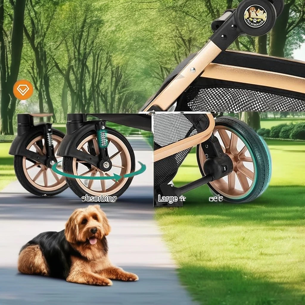 Pet Stroller, Detachable Carrying Basket, Suitable for Cats and Dogs, Spacious and Comfortable Travel, Carrying Soft Cushions