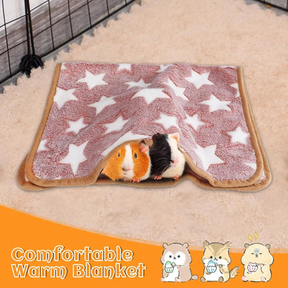 2 Pack Warm Coral Fleece Pet Blankets, Washable Cage Liners for Small Animals, 24x16 Inches