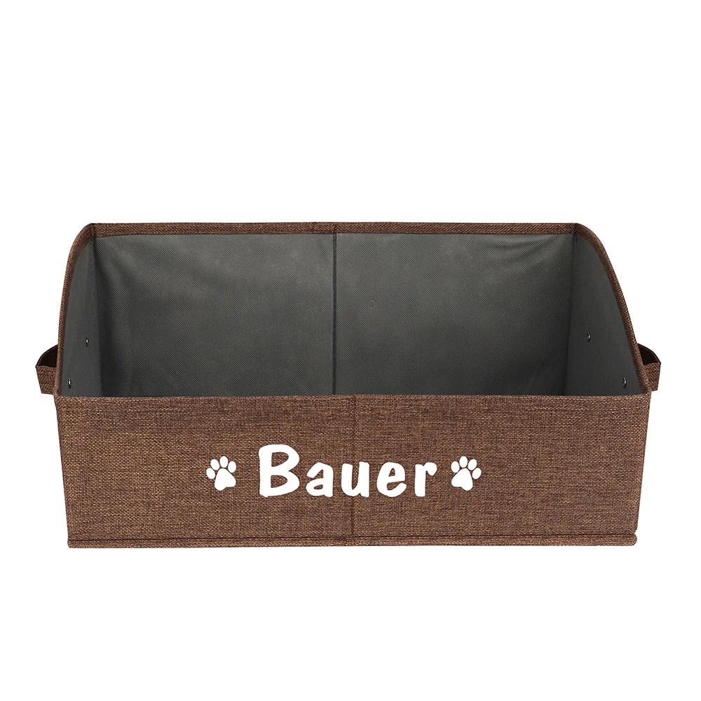 Custom Dog Toy Storage Box Foldable Cat Dogs Storage Basket Free Print Name Paw Pet Organizer Baskets For Dogs Cats Pet Supplies