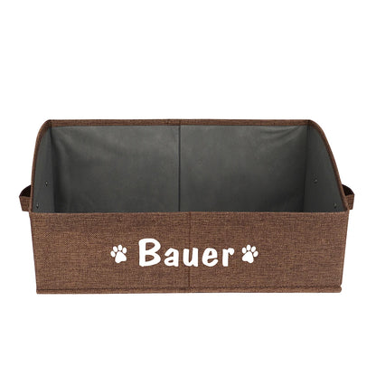 Custom Dog Toy Storage Box Foldable Cat Dogs Storage Basket Free Print Name Paw Pet Organizer Baskets For Dogs Cats Pet Supplies