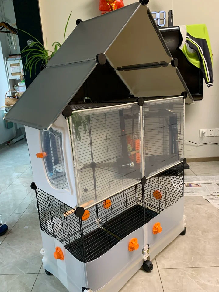 Large Bird Cage for Parrots Spacious Aviary with Standing Pole Luxury Cockatiel & Budgie Habitat Anti-Scatter Design Bird Villa