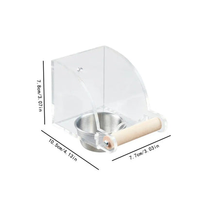 Acrylic Cage Mounted Bird Feeder Anti Splashing Large Capacity Bird Food Dispenser Hangable Detachable Parrots Food Container