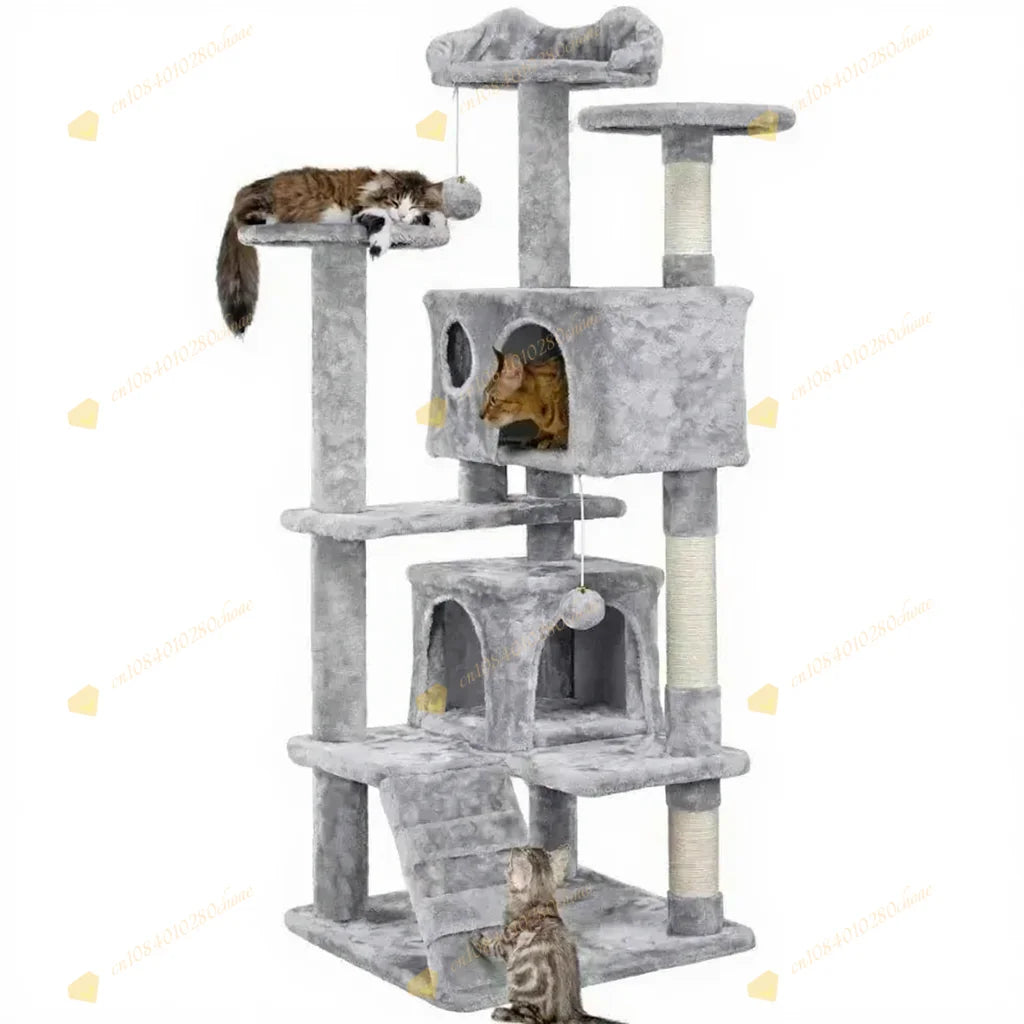 Cat Tree with Hammock and Scratching Post Tower, cat House, Cat Toys Tower, K01, Dark Gray
