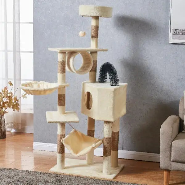 Large Cat Tree Tower with Multiple Hamocks, Scratch Tower, Villa Training Aids, Furniture, Pet Products Supplies