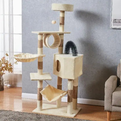 Large Cat Tree Tower with Multiple Hamocks, Scratch Tower, Villa Training Aids, Furniture, Pet Products Supplies