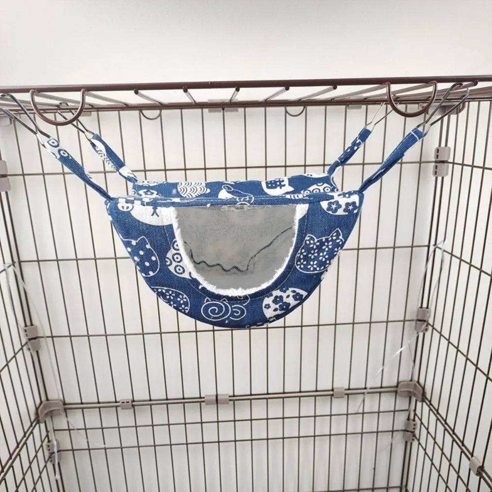 2025 Hanging Ferret Hammock Cage Printed with Hooks Hamster Hammock Ferret Warm Bed For Guinea Pig Hideout Mouse