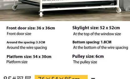 Window Openable Mesh Cat Cages Creative Pet Villa Duplex Luxury Cat Dog House Durable Metal Pet Room Modern Minimalist Doghouse