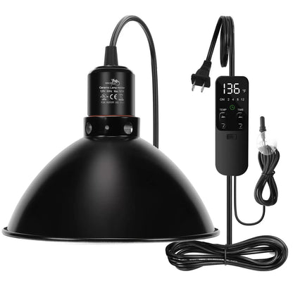Reptile Heat Lamp Dome 85 Inch with Thermostat Control for Terrarium Lighting Amphibian Habitat Accessories