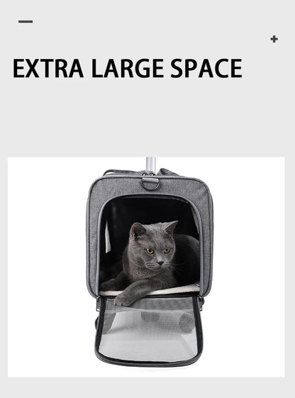 Pet Carrier with Wheels for Dogs Up To 15lbs & Cat  Airline Approved Dog Carrier Rolling Pet Carrier Foldable Pet Stroller