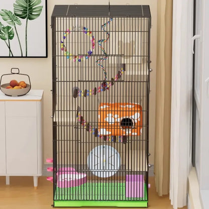 ‌3-Tier Extra Large Small Pet Cage - Sugar Glider Ferret-Proof Habitat, Multi-Level Rat Mansion Villa, Chew-Proof Removable Tray