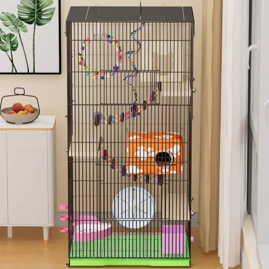 ‌3-Tier Extra Large Small Pet Cage - Sugar Glider Ferret-Proof Habitat, Multi-Level Rat Mansion Villa, Chew-Proof Removable Tray