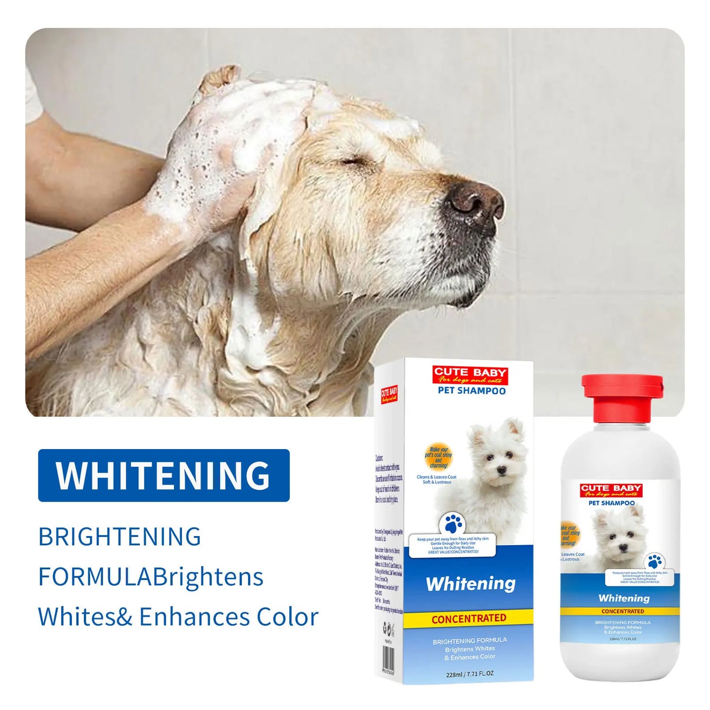 1pcs Premium Whitening Pet Grooming Shampoo - Cat Dog Universal Bath Shampoo With Lasting Fragrance And Clean Formula