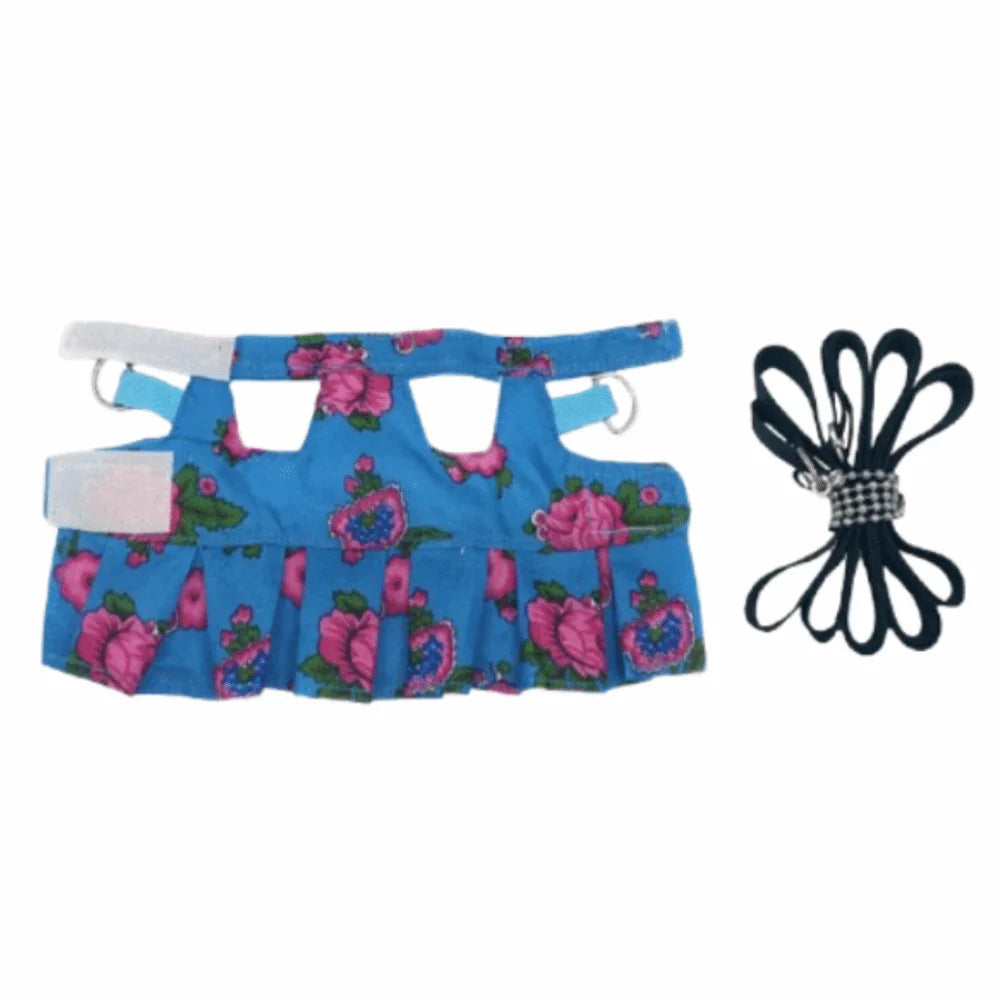 Multicolor Ferret Harness and Leash Set Floral Pattern Adjustable Strap Ferret Harness Vest Wear-resistant Breathable