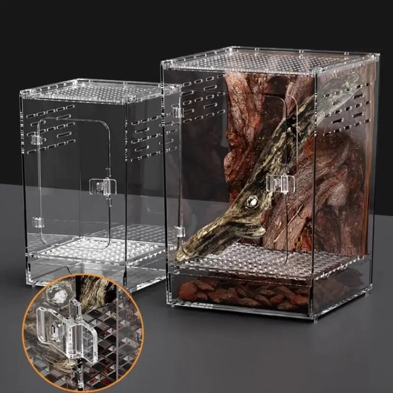 【E】Reptile Breeding Box Lizard Kennel Amphibian Terrarium Transparent Acrylic Feeding Cage Ecological Insect Spider Habitat