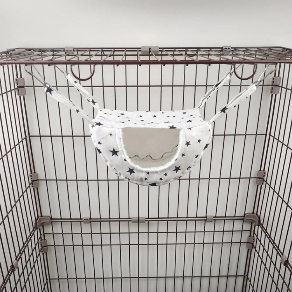 2025 Hanging Ferret Hammock Cage Printed with Hooks Hamster Hammock Ferret Warm Bed For Guinea Pig Hideout Mouse
