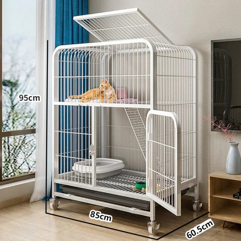 Window Openable Mesh Cat Cages Creative Pet Villa Duplex Luxury Cat Dog House Durable Metal Pet Room Modern Minimalist Doghouse