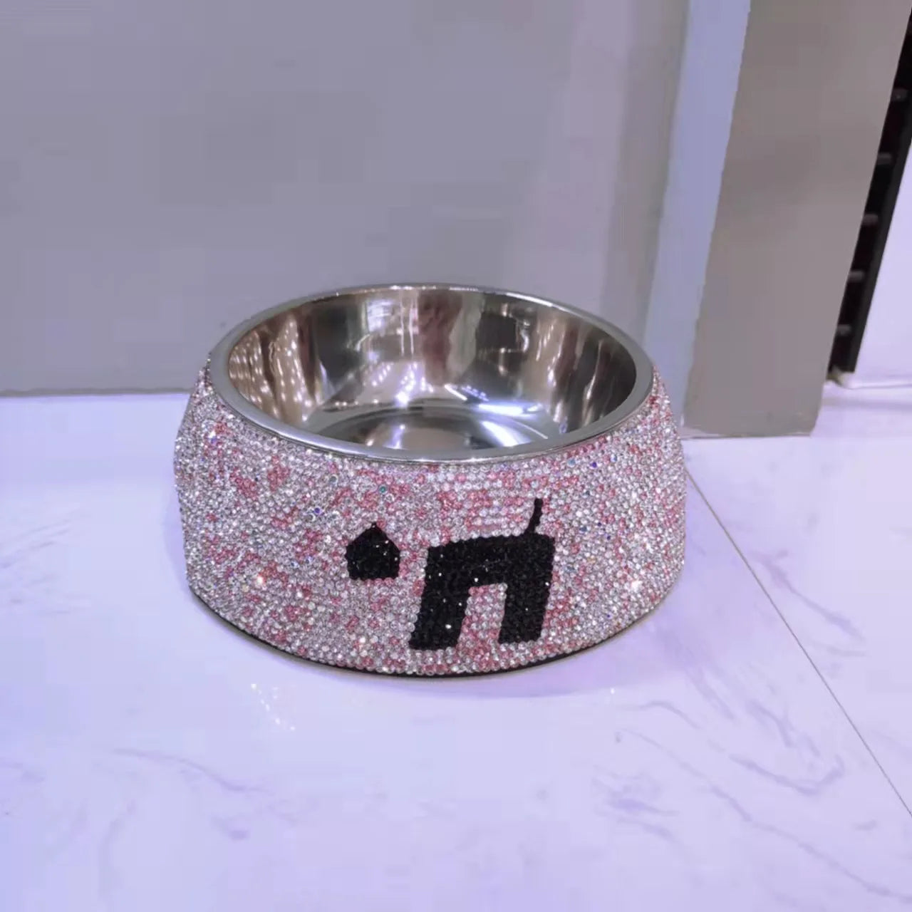 Stainless Steel Dog Bowl Pet Bowls Food Water Feeder Sparkling Rhinestone Pet Supplies Removable Pet Food Bowl