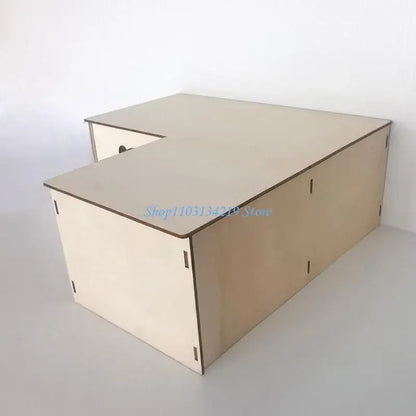 N5KC Hamster Wooden House Multi Chambers Detachable Roof Small Pet Hideout for Dwarf Hamsters Easy to Clean Habitat Decor