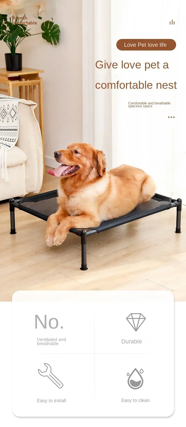 Pet Bed, Cat Dog Folding Camping Bed, Marching Bed, Portable, Detachable, Washable, All Season Cat Kennel, Puppy Bed Cat Bed