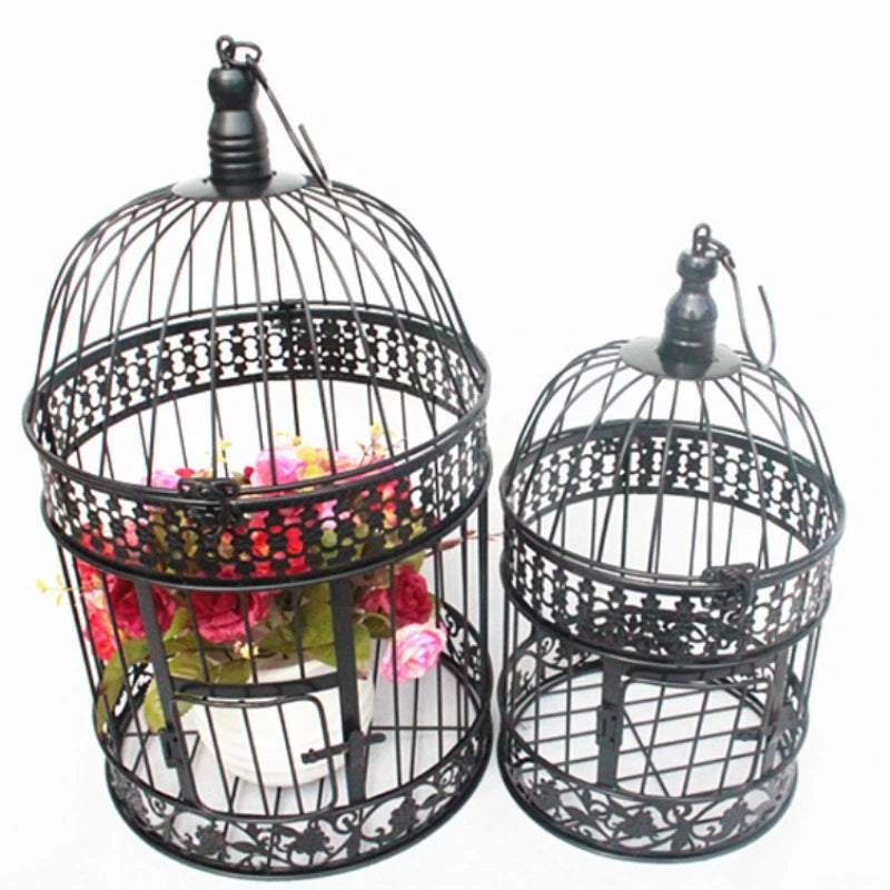 European-style Iron Art Bird Cage Wedding Decoration Flower Cage Home Living Room Decoration Prop Hanging Flower Frame Bird Cage