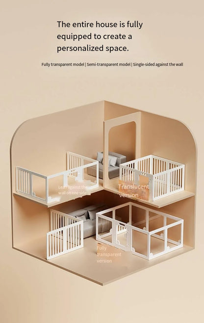 Dog enclosure Indoor panoramic transparent stitched isolation fence Visible pet cage Small dog safety cage Teddy Pomeranian