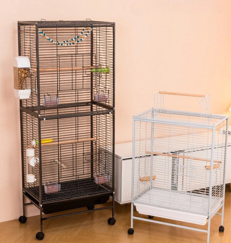 Luxury Bird Cage Large Parrot Birds Cages Accessories Drawer Wheels Birds Houses Lock Parrots Pigeon Feeder Birdcage Supplies