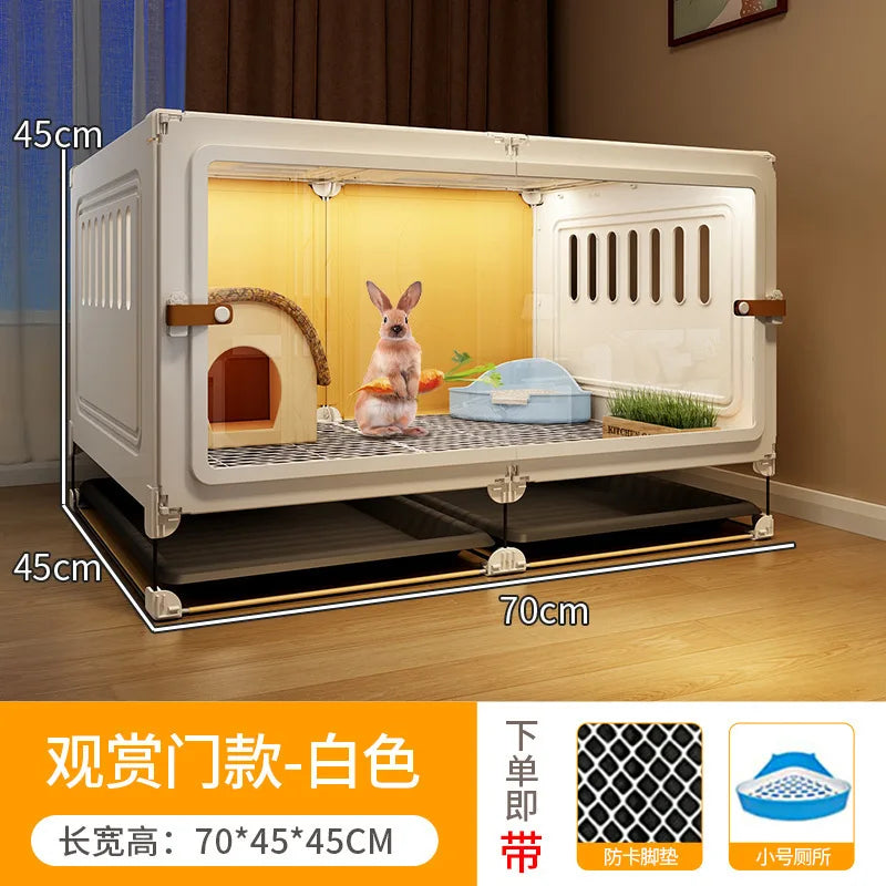 ZQ Rabbit cage Rabbit cage with toilet Rabbit  Household large guinea pig guinea pig Ornamental villa plastic