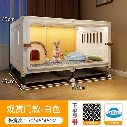 ZQ Rabbit cage Rabbit cage with toilet Rabbit  Household large guinea pig guinea pig Ornamental villa plastic