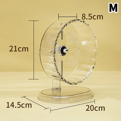 Hamster Cage Wheel Exercise Acrylic Transparent Non Slip Easy Clean with Stand for Small Pets