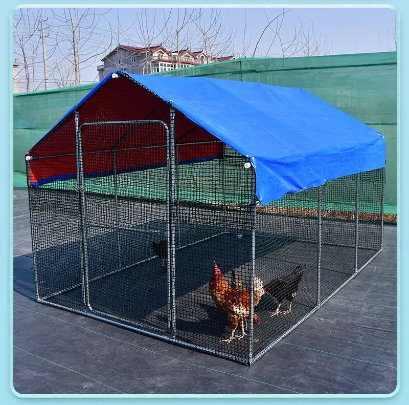 Outdoor Large Chien Coop Ventilated Poultry Cage Rainproof Chien ed Mobile Installation Durable Galvanized Steel Material