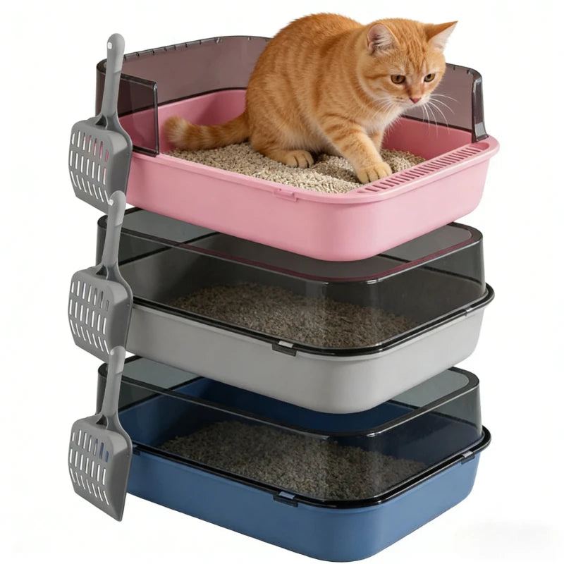 Heavy - Duty Semi - Enclosed Litter Box, High Sides Anti - Splashing, Odor - Proof, Large Capacity, Perfect for All Cat Stages