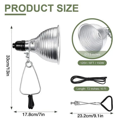 Reptile Lamp Set Lighting 300W Reptile Heating Lamp Stand Pet Light Bulb Holder Lampshade Emitter Lamp With Aluminum Reflector