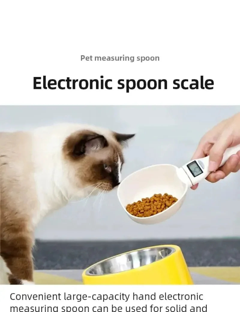 Cat Food Scale LCD Electronic Dog Food Weighing Cup Pet Feeding Precision Measuring Spoon Digital Display Cat Feeder