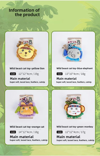 Cat Toys with Catnip, Plush Fringe Feather Toys for Boredom Relief, Chewing & Teething, Interactive Kitten Toys