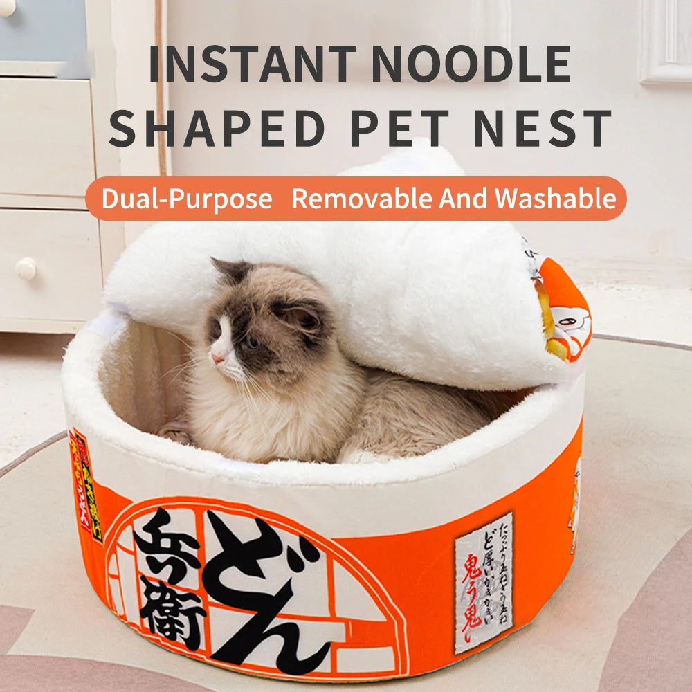 Pets Dog Cat House Kennel Super Large Instant Noodle Warm Dog Cat Nest Beds Cushion Udon Cup Noodle Pet Bed Cozy Nest