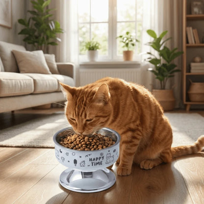 Cartoon Pet High Foot Bowl Large Capacity Neck Protection Cat Food Water Bowl Anti-slip Detachable Elevated Cat Bowl
