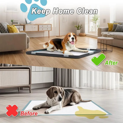 Dog Potty Pad Holder with Raised Edges and Leak-Proof Design - No-Spill Training Pads for Puppies to Safely Protect Floors