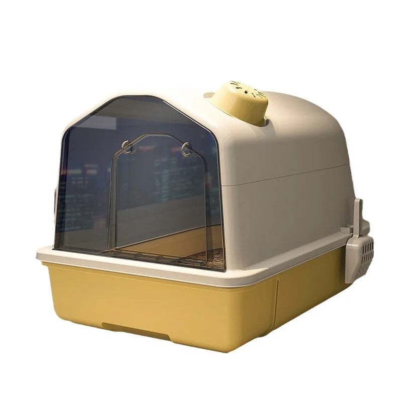 Cat Litter Box, Fully Enclosed, Odorless and Deodorizing, Extra Large Size for External Splashing in Cat Toilets, Cat Litter Box