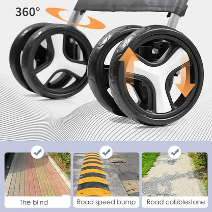 Pet Stroller Lightweight Folding Universal Wheel Cat Dog Travel Breathable Pet Stroller Outdoor Stroller for Small Medium Pets