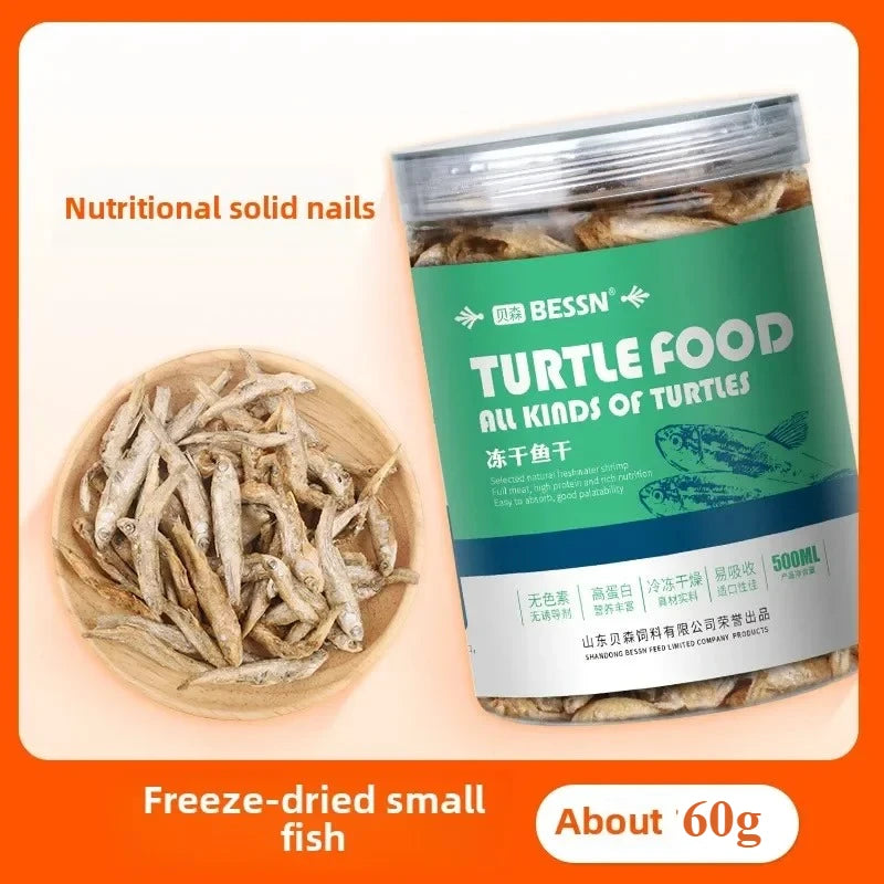 Premium Turtle Food-Dried Shrimp, Mealworms, Freeze-Dried Fish & Insects for Aquatic Turtles, Baby Turtles, and Snapping Turtles