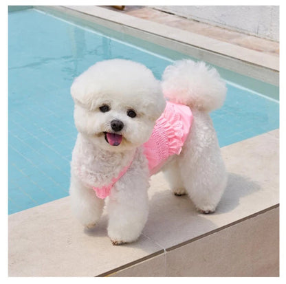 Summer New Pet Swimming Clothes Kitten Puppy Camisole Jumpsuit Beautiful Puppy Bikini Dog vest Clothing Swimsuit With Swim Cap