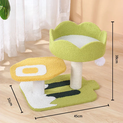 Cat Scratcher Tree Tower Pet Interactive Climbing Frame With House Resting Packed In Carton
