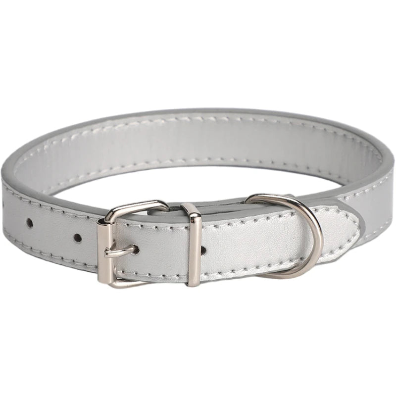 Leather Dog Cat Collar Soft Solid PU Collar For Small Medium Big Dogs Adjustable Puppy Neck Strap Colorful Cute Kitten Necklace