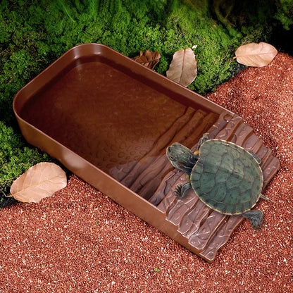 1 PC Plastic Ladder Climbing Turtle Bath Basin Water Food Basin for Small Pets Tortoises Reptiles Lizards Ornaments All Seasons