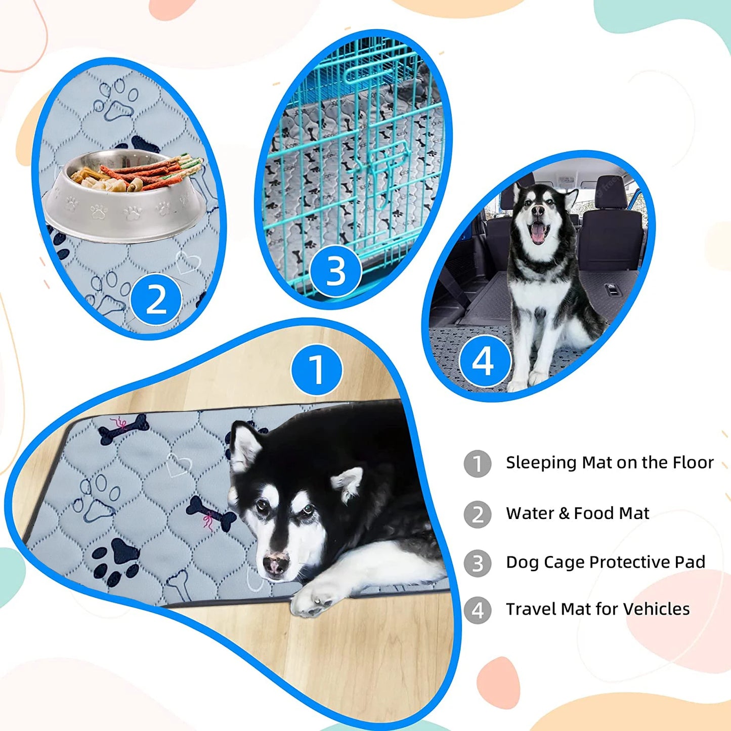2pcs Large Pet Dog Pee Pads, Rosa Rink Washable Sleep Play Pad, Reusable Dogs Puppy Pads Pet Training Pads for Dogs, Absorbent a