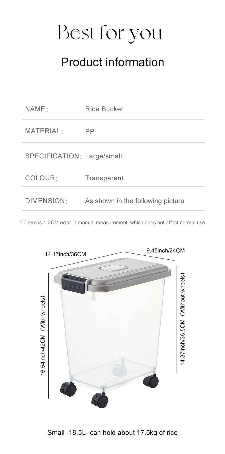 Rice bucket Household flour storage tank sealed against insects and moisture food-grade rice storage box Rice box