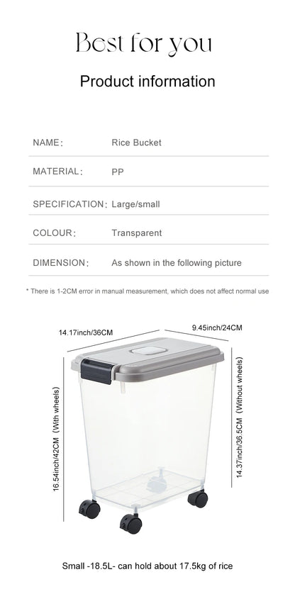 Rice bucket Household flour storage tank sealed against insects and moisture food-grade rice storage box Rice box