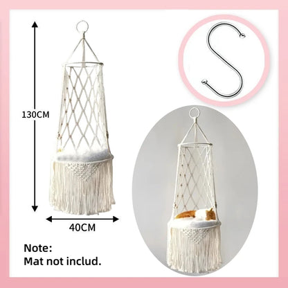 Pet Cat Hammock Swing Bed Bohemian Handwoven Tapestry Cotton Macrame For Home Bedroom Decoration Wall Hanging Without Mat