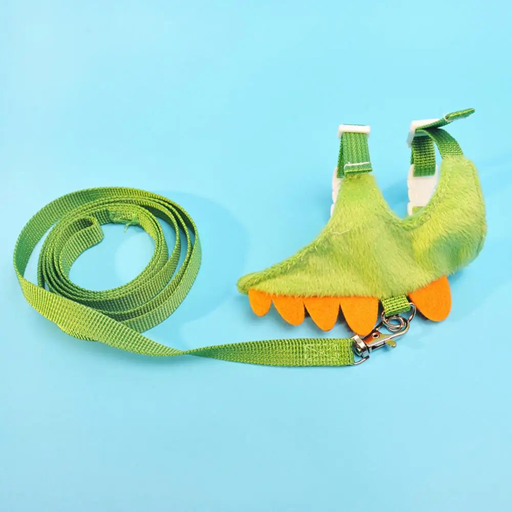 Adjustable Ferret Drawstring Vest  With Bell Pet Outdoor Walking Rope Bunny Harness Harness Vest Dinosaur Design Pet Accessories