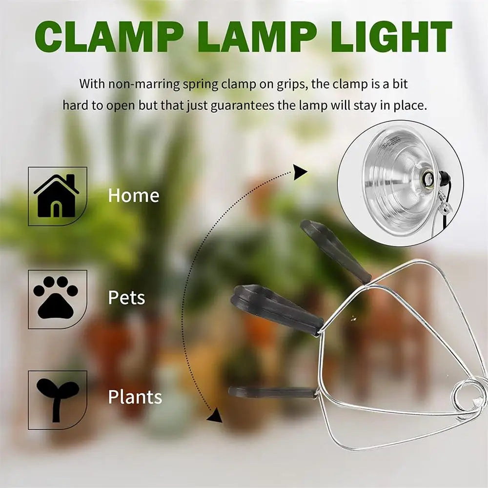 Reptile Lamp Set Lighting 300W Reptile Heating Lamp Stand Pet Light Bulb Holder Lampshade Emitter Lamp With Aluminum Reflector